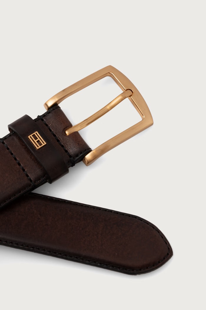 Tommy Hilfiger Pasek męski skórzany AM0AM14571 brązowy AW26
