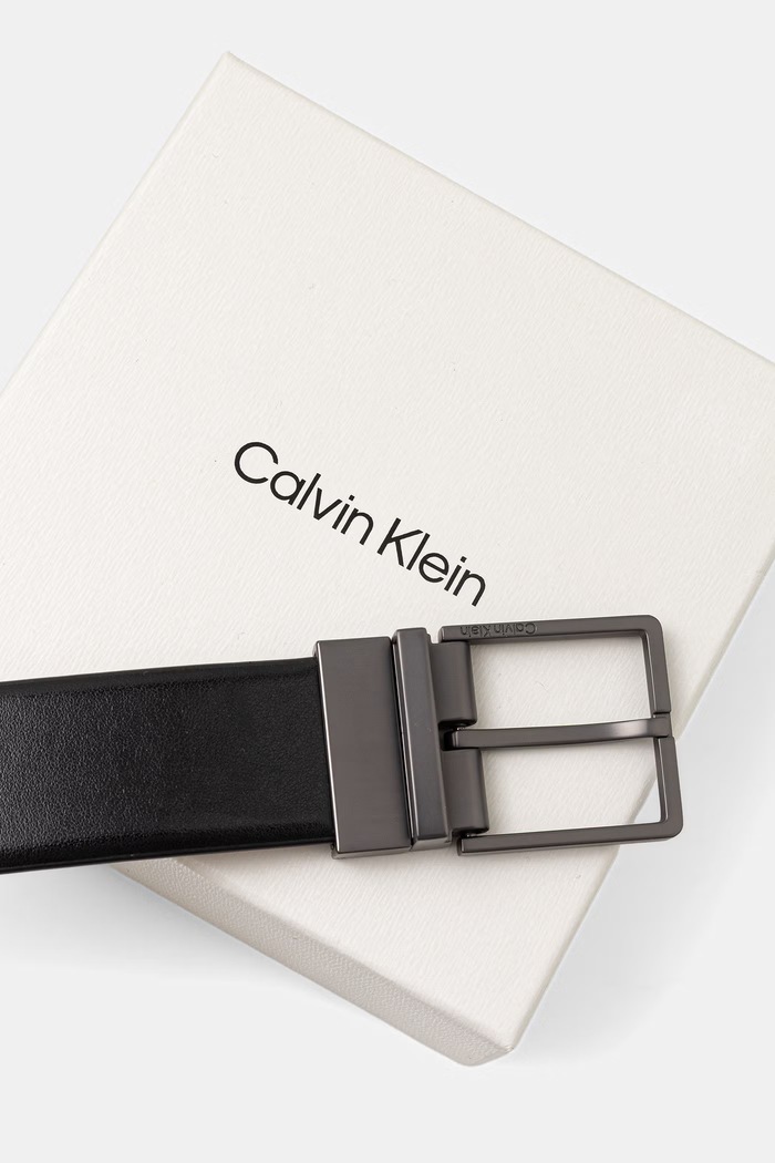 Akcesoria Calvin Klein pasek dwustronny męski skórzany LV04D7147G czarny