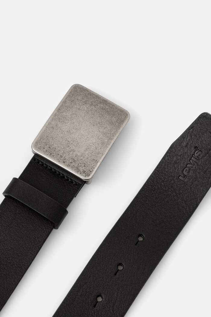 Levi's remen za muškarce kožni RYDER PLAQUE BUCKLE 007YX crna AW26