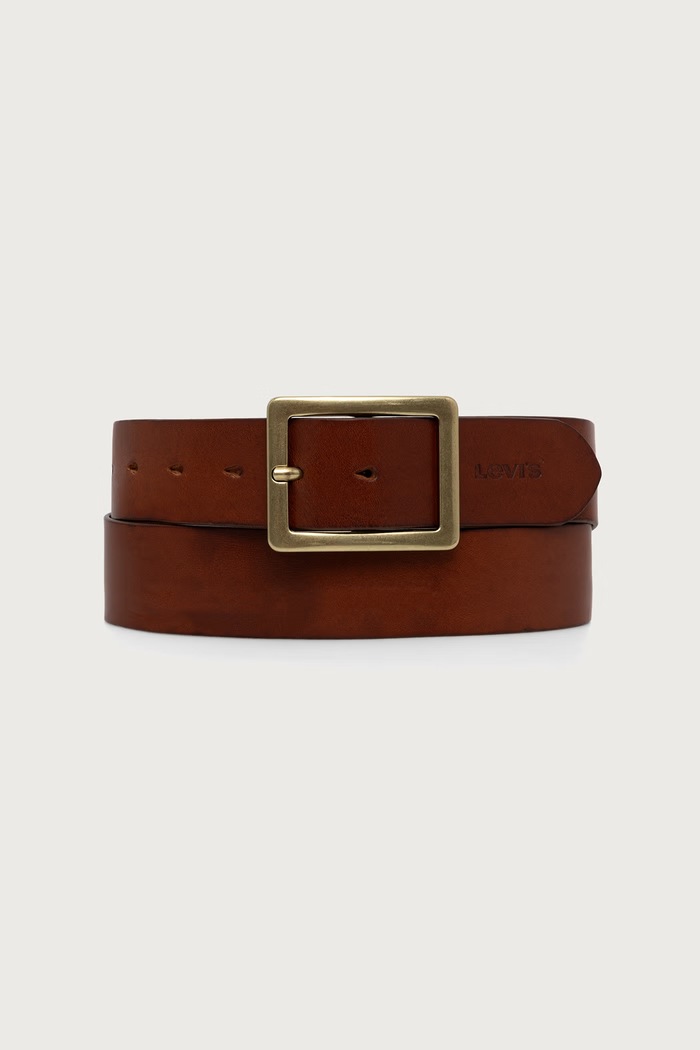 Levi's Pasek męski skórzany MASON CENTERBAR brązowy 007YW