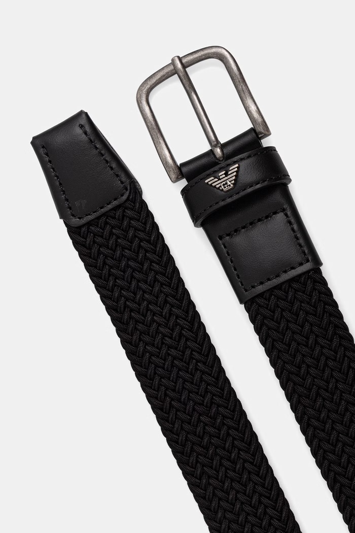 Emporio Armani pasek pleciony męski EM007375.AF29616 czarny AW26