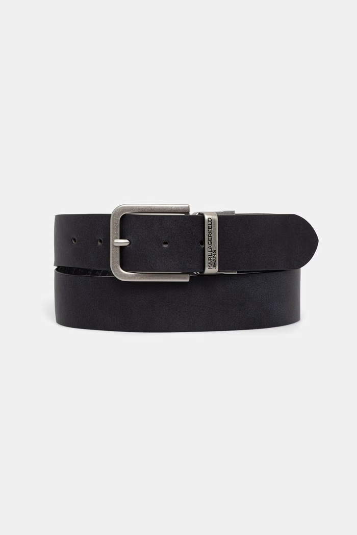 Karl Lagerfeld Jeans ζώνη διπλής όψης ανδρική δερμάτινη μαύρο B3M33093