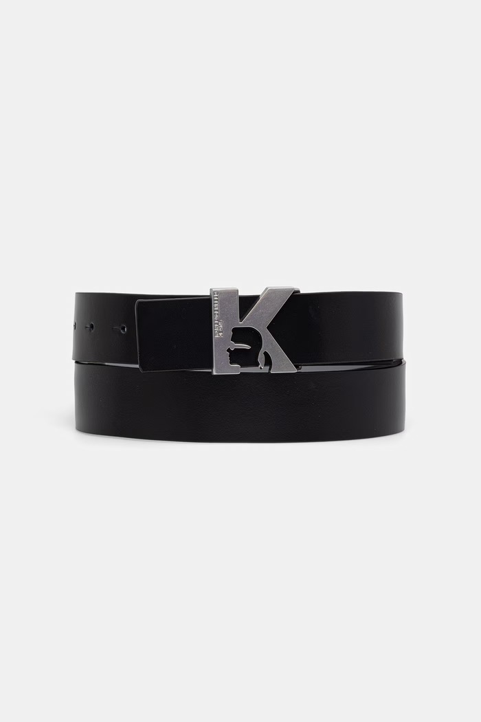 Karl Lagerfeld Jeans ζώνη διπλής όψης ανδρική δερμάτινη μαύρο B3M33076
