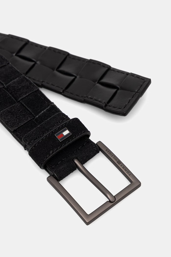 Tommy Hilfiger ζώνη ανδρική δέρμα σουέτ AM0AM14839 μαύρο AW26