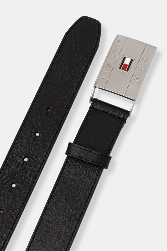 Tommy Hilfiger remen za muškarce kožni AM0AM14322 crna AW26