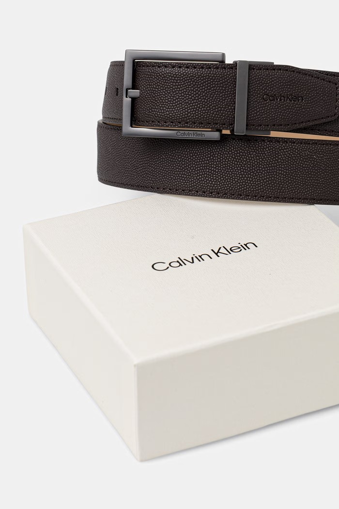 Akcesoria Calvin Klein pasek męski skórzany LV04D7107G brązowy