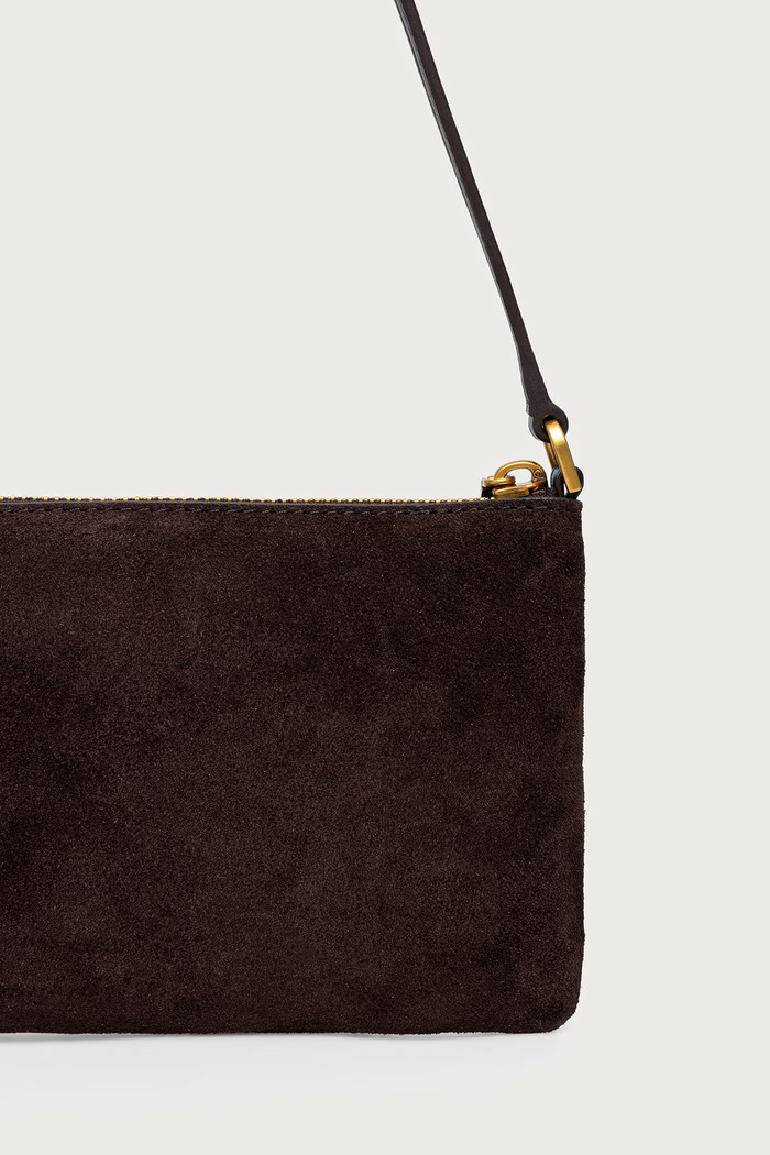 Akcesoria MICHAEL Michael Kors Kopertówka na ramię damska zamszowa 32F6AJ6F6S brązowy