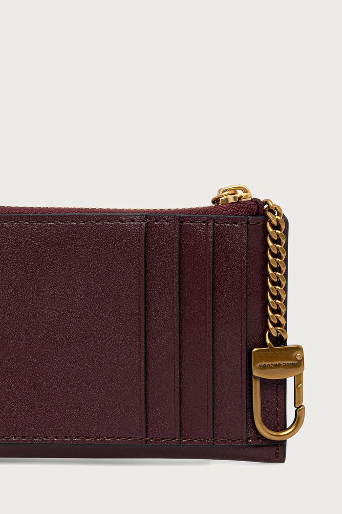 Akcesoria MARC JACOBS Portfel damski skórzany TOP ZIP MULTI WALLET 2P6SMP018S01 bordowy