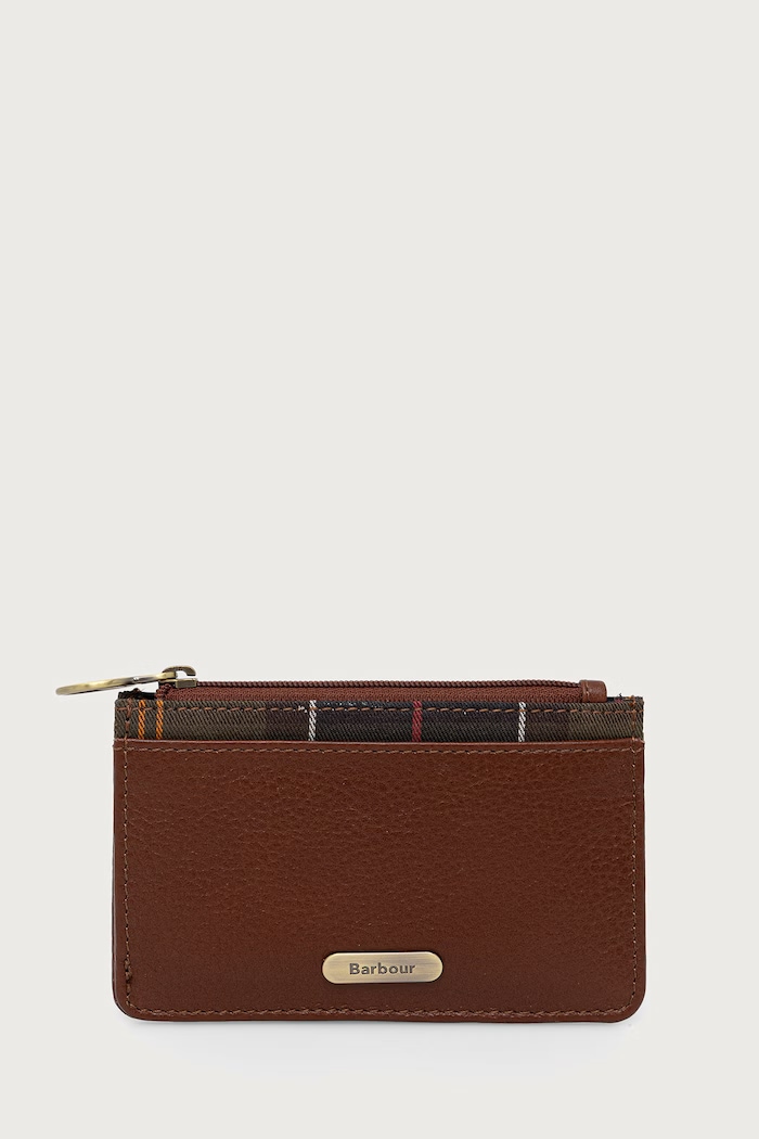 Barbour Zestaw portfel i brelok damski skórzany LGS0110 brązowy AW26