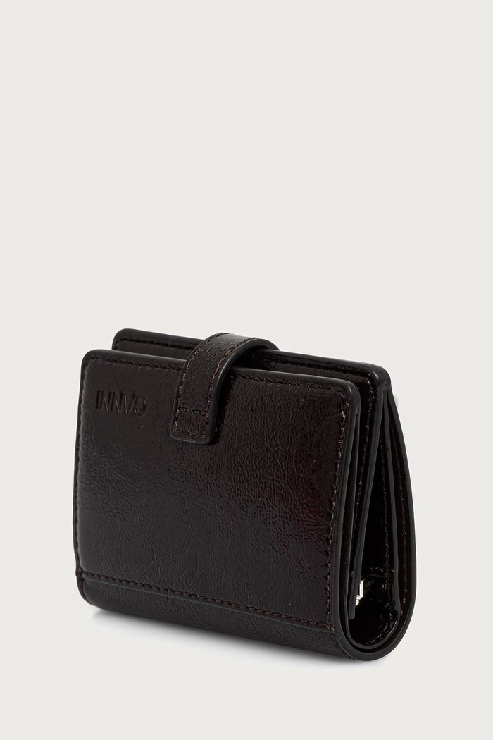 GANNI Card Holder Deep Shine portfel z imitacji skóry damski B3010393 brązowy AW26