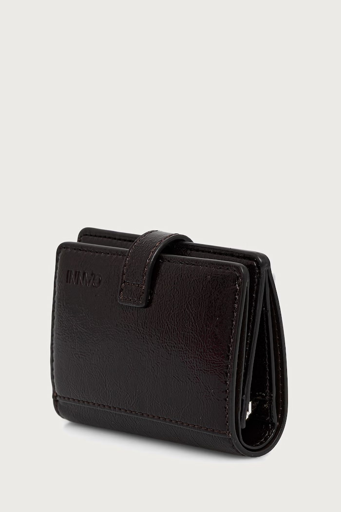 GANNI Card Holder Deep Shine portfel z imitacji skóry damski B3010393 brązowy AW26