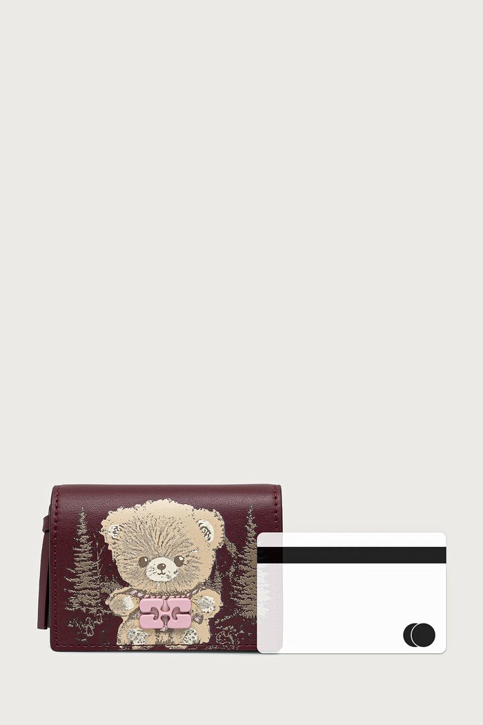 Bou Card Holder portfel GANNI B3010376 bordowy