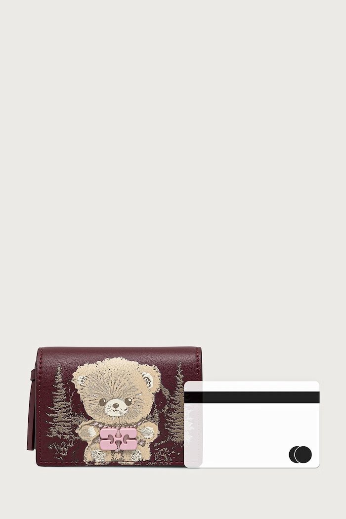 Bou Card Holder portfel GANNI B3010376 bordowy