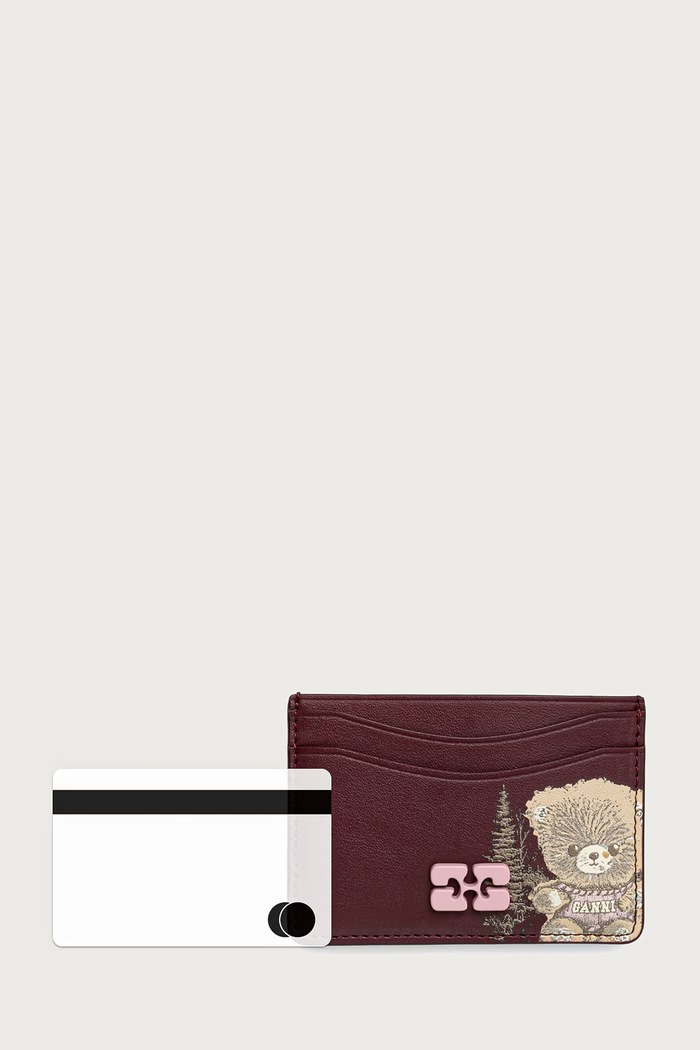 Bou Card Holder etui na karty damskie GANNI B3010375 bordowy