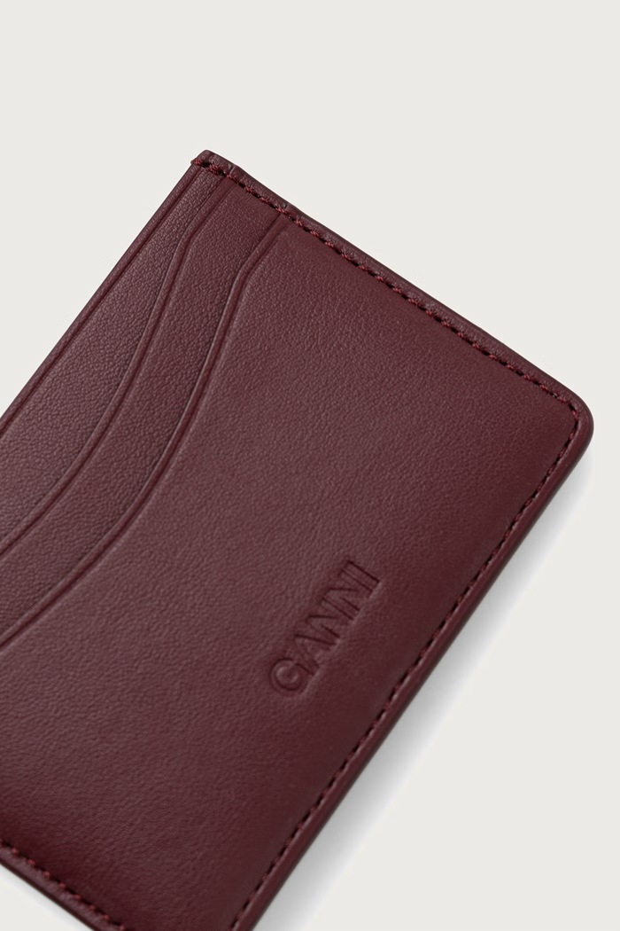 Akcesoria GANNI Bou Card Holder etui na karty damskie B3010375 bordowy