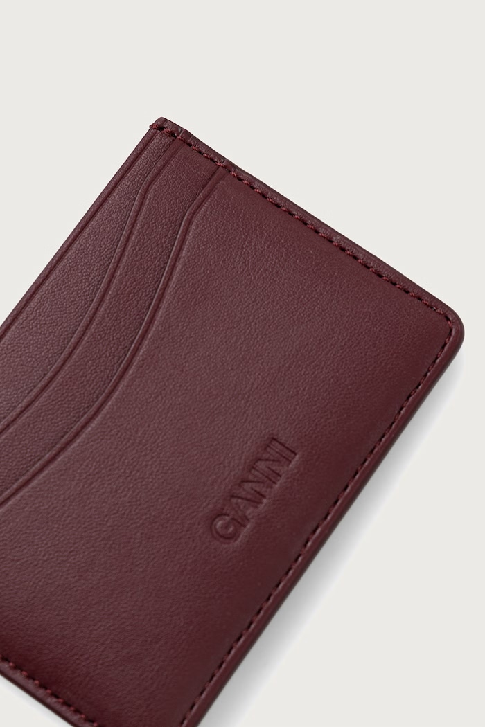Akcesoria GANNI Bou Card Holder etui na karty damskie B3010375 bordowy
