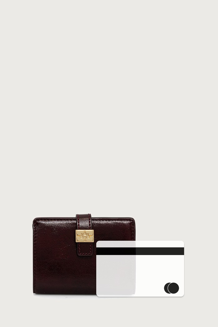 Slim Card Holder Deep Shine portfel z imitacji skóry damski GANNI B3010369 bordowy