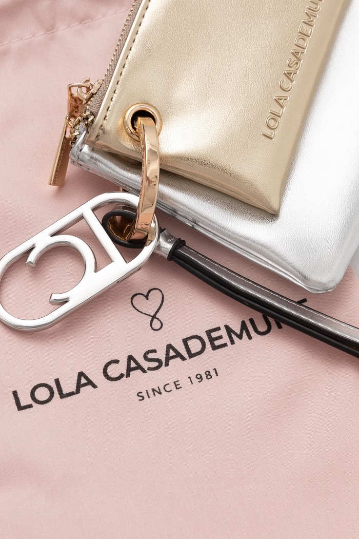Lola Casademunt zestaw portfel i etui na karty damski z imitacji skóry LS2612020 srebrny