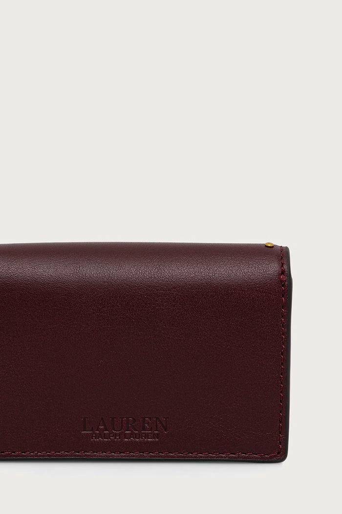 Akcesoria Lauren Ralph Lauren Portfel damski skórzany 432P18694 bordowy