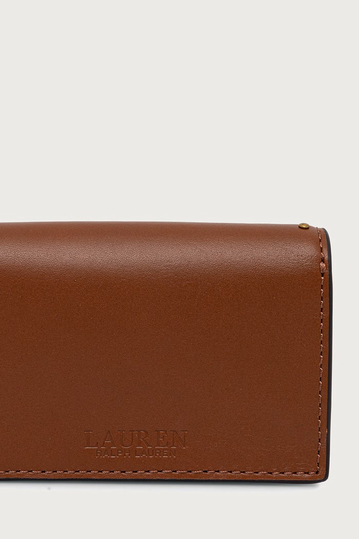 Akcesoria Lauren Ralph Lauren Portfel damski skórzany 432P18694 brązowy