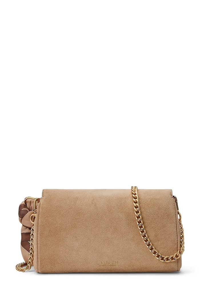 Lauren Ralph Lauren Portfel crossbody damski skórzany 432P18554 beżowy AW26