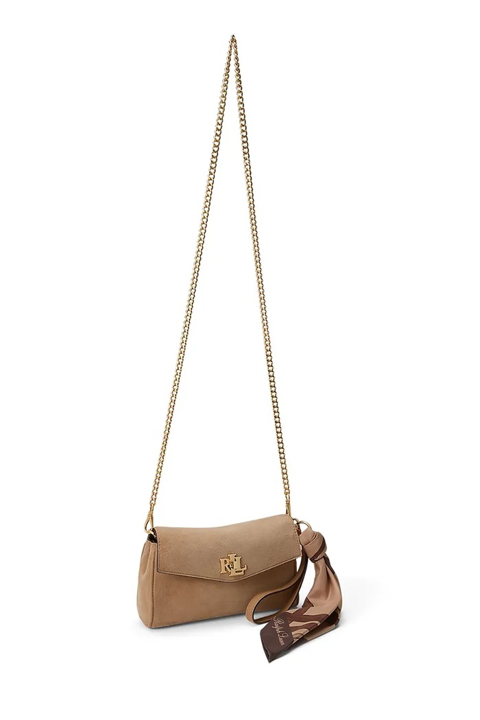 Akcesoria Lauren Ralph Lauren Portfel crossbody damski skórzany 432P18554 beżowy