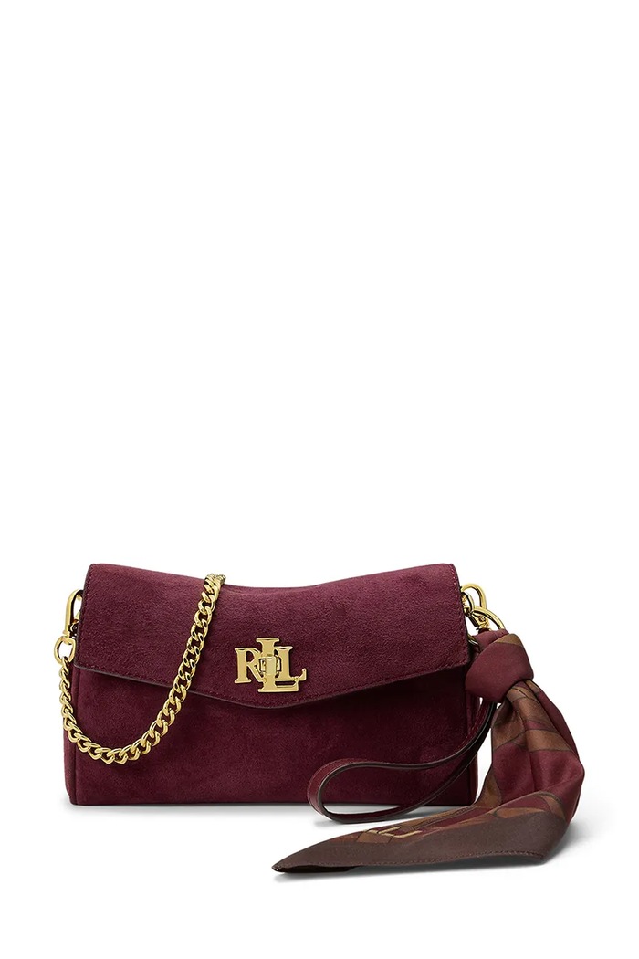 Lauren Ralph Lauren Portfel crossbody damski skórzany bordowy 432P18554