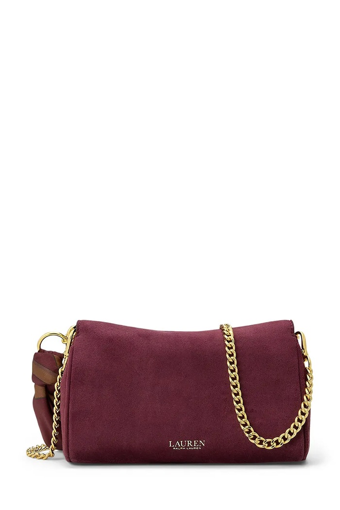 Lauren Ralph Lauren Portfel crossbody damski skórzany 432P18554 bordowy AW26