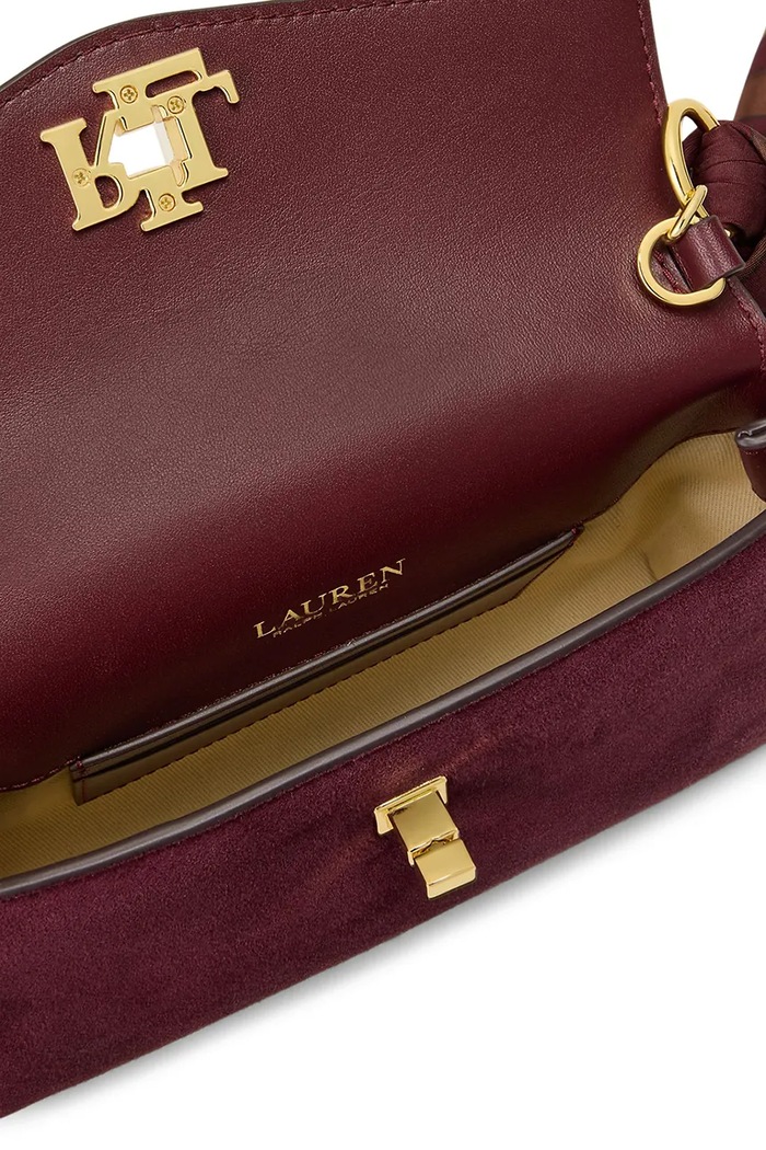 Portfel crossbody damski skórzany Lauren Ralph Lauren bordowy 432P18554