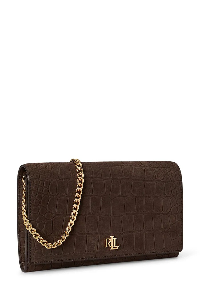 Akcesoria Lauren Ralph Lauren Portfel damski skórzany 432P18552 brązowy