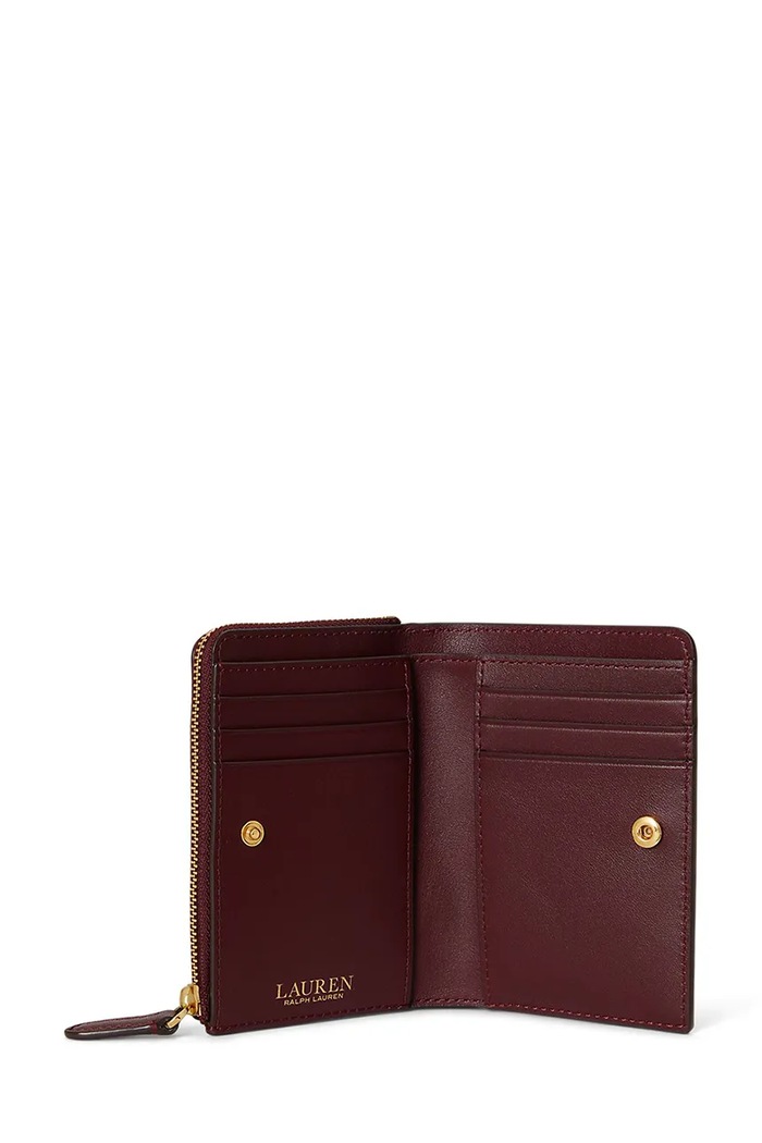 Akcesoria Lauren Ralph Lauren Portfel damski skórzany 432P16735 bordowy