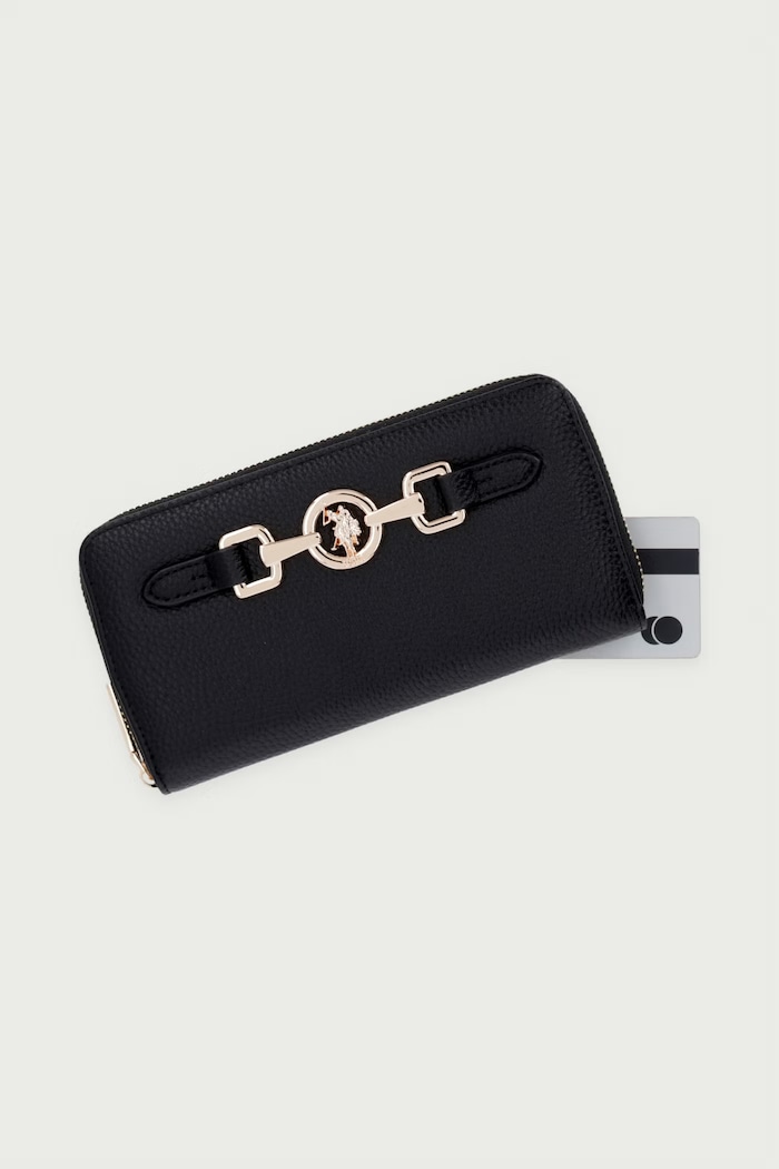 Portfel damski z imitacji skóry ASCOT U.S. Polo Assn. WIU269329WVP czarny