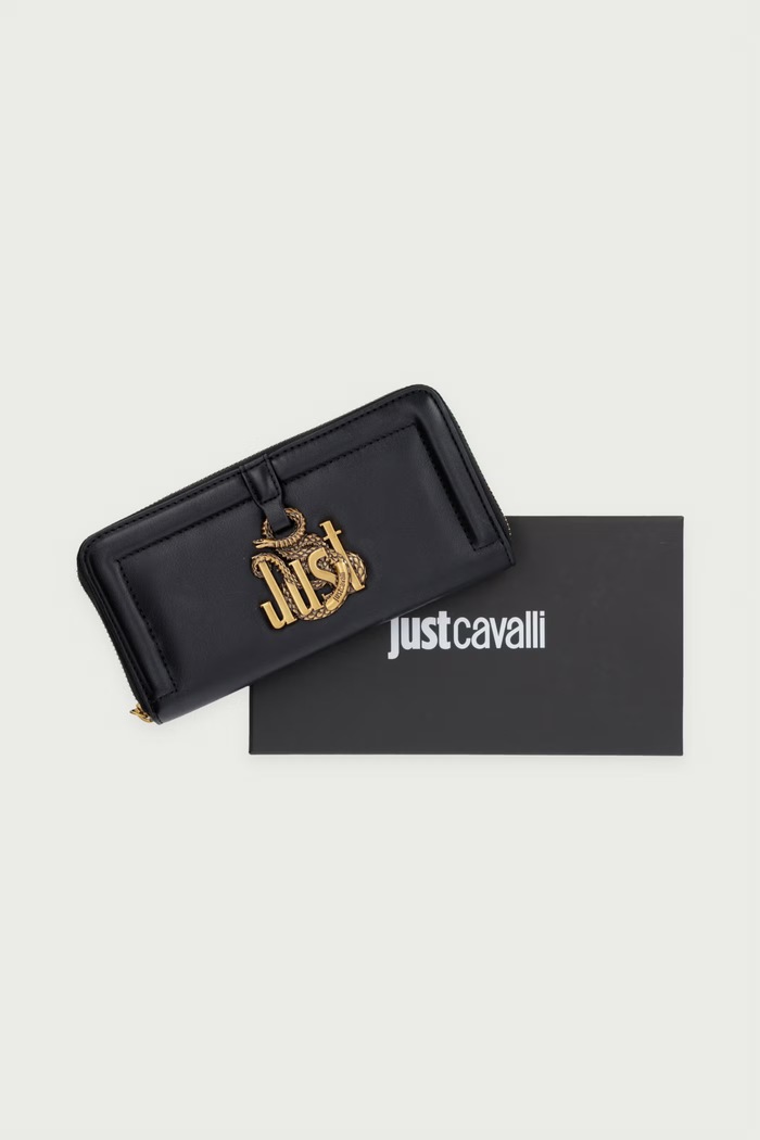 Just Cavalli portfel damski z imitacji skóry czarny 81RA5PN1.ZS749