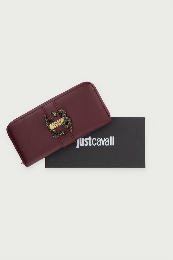 Just Cavalli portfel damski z imitacji skóry 81RA5PA1.ZSA89 bordowy