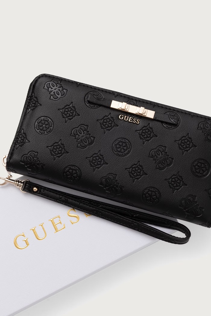 Guess portfel damski z imitacji skóry CARMELLA czarny SWPD22.25146