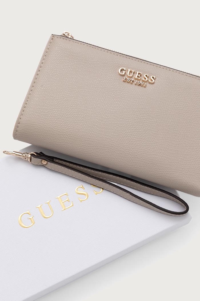 Guess portfel damski z imitacji skóry AMORETTE beżowy SWBG78.98157