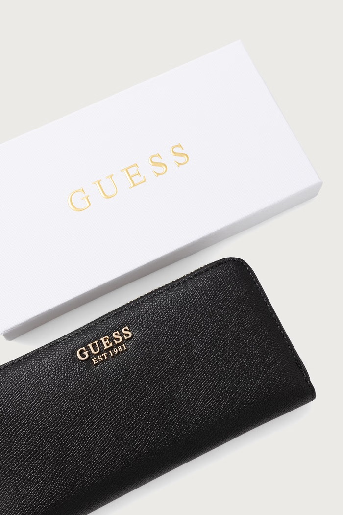 Guess portfel damski z imitacji skóry AMORETTE czarny SWBG78.98146