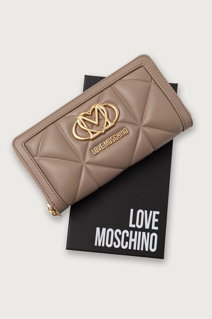 Portfel damski z imitacji skóry Love Moschino JC5644PP0PLC0105 beżowy