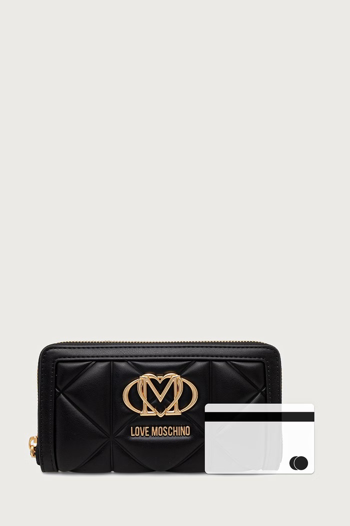 Portfel damski z imitacji skóry Love Moschino czarny JC5644PP0PLC0000