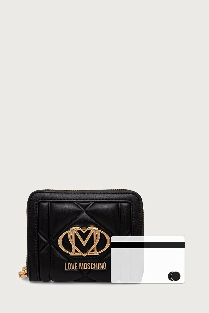 Portfel damski z imitacji skóry Love Moschino czarny JC5641PP0PLC0000