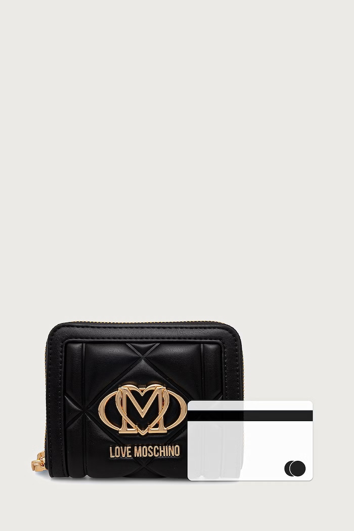Portfel damski z imitacji skóry Love Moschino czarny JC5641PP0PLC0000