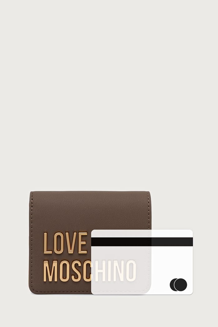 Portfel damski z imitacji skóry Love Moschino brązowy JC5612PP0PKD0203