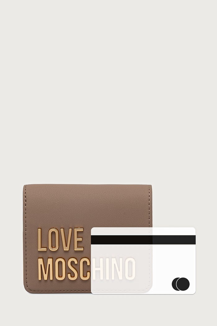 Portfel damski z imitacji skóry Love Moschino beżowy JC5612PP0PKD0105