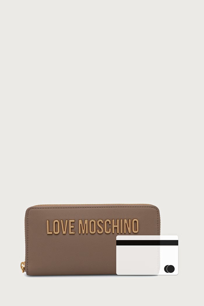 Portfel damski z imitacji skóry Love Moschino beżowy JC5611PP0PKD0105