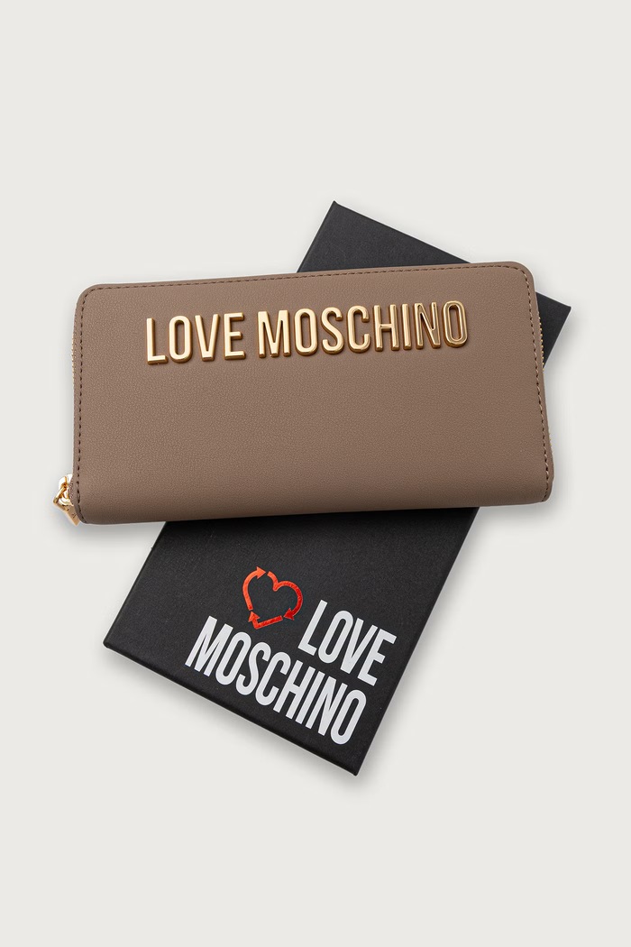 Portfel damski z imitacji skóry Love Moschino JC5611PP0PKD0105 beżowy