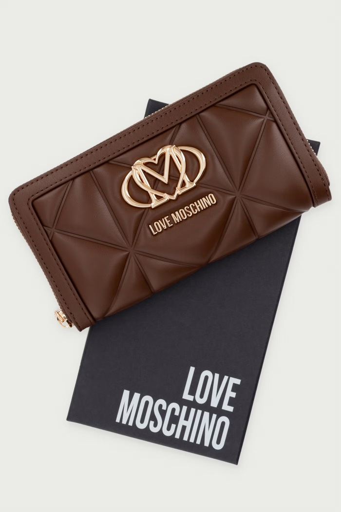 Portfel damski z imitacji skóry Love Moschino brązowy JC5644PP1PLC0300