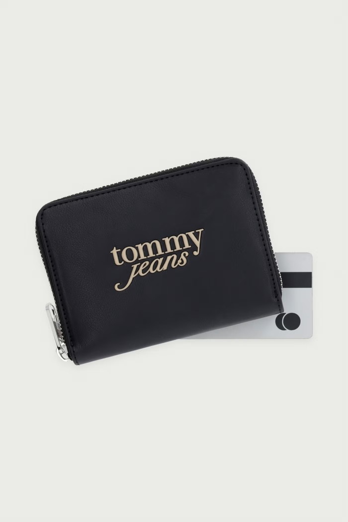 Tommy Jeans portfel damski z imitacji skóry czarny AW0AW19302