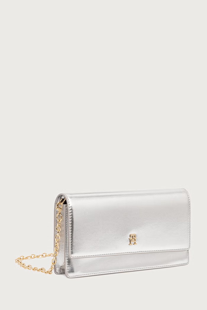 Tommy Hilfiger Pismo torbica za žene od imitacije kože AW0AW19308 srebrna AW26