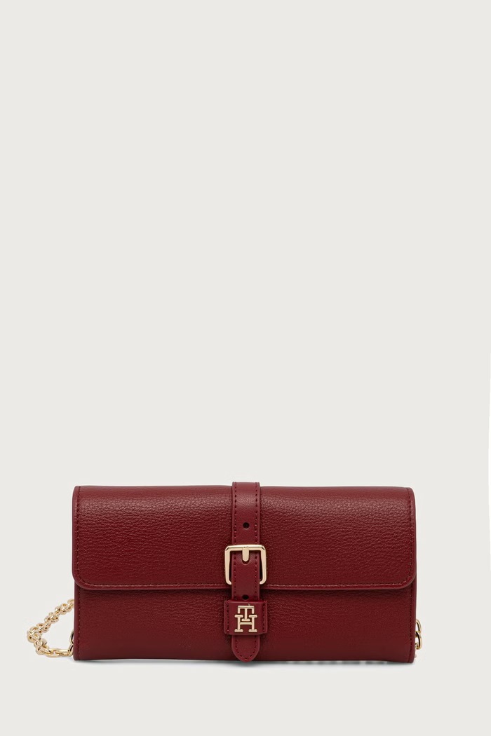 Tommy Hilfiger Portfel damski z imitacji skóry bordowy AW0AW19268