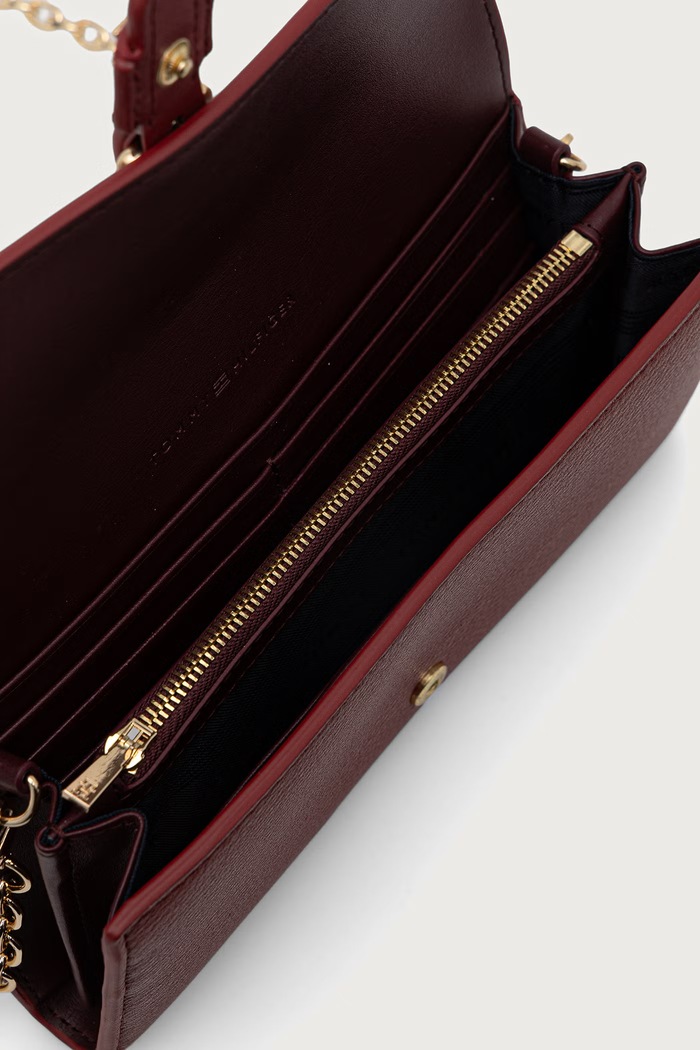 Portfel damski z imitacji skóry Tommy Hilfiger AW0AW19268 bordowy